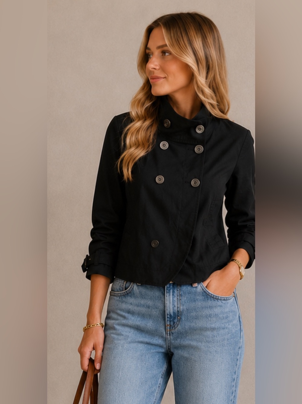 Michael Kors Black Double-Breasted Casual Blazer Jacket size M